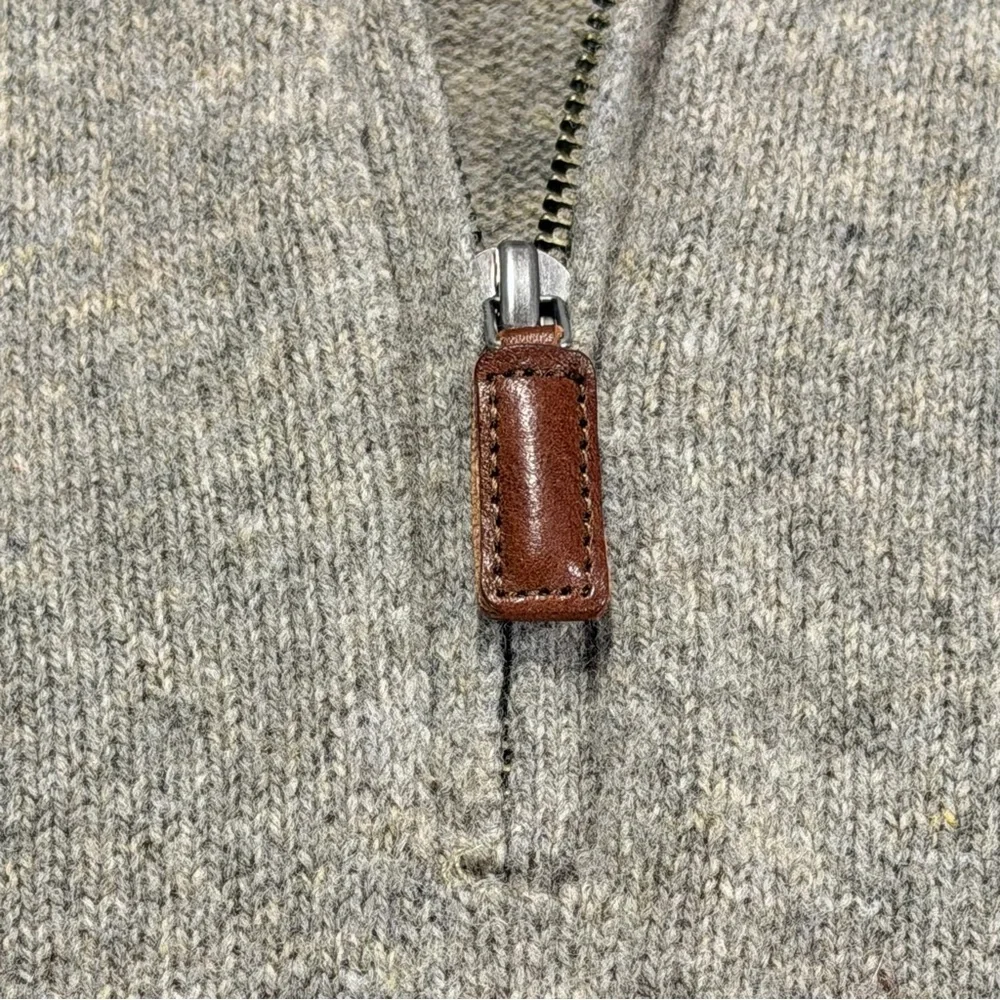 J Crew Premium Lambswool Quarter Zip Knit Pullover Sweater - Mens XL - Tan